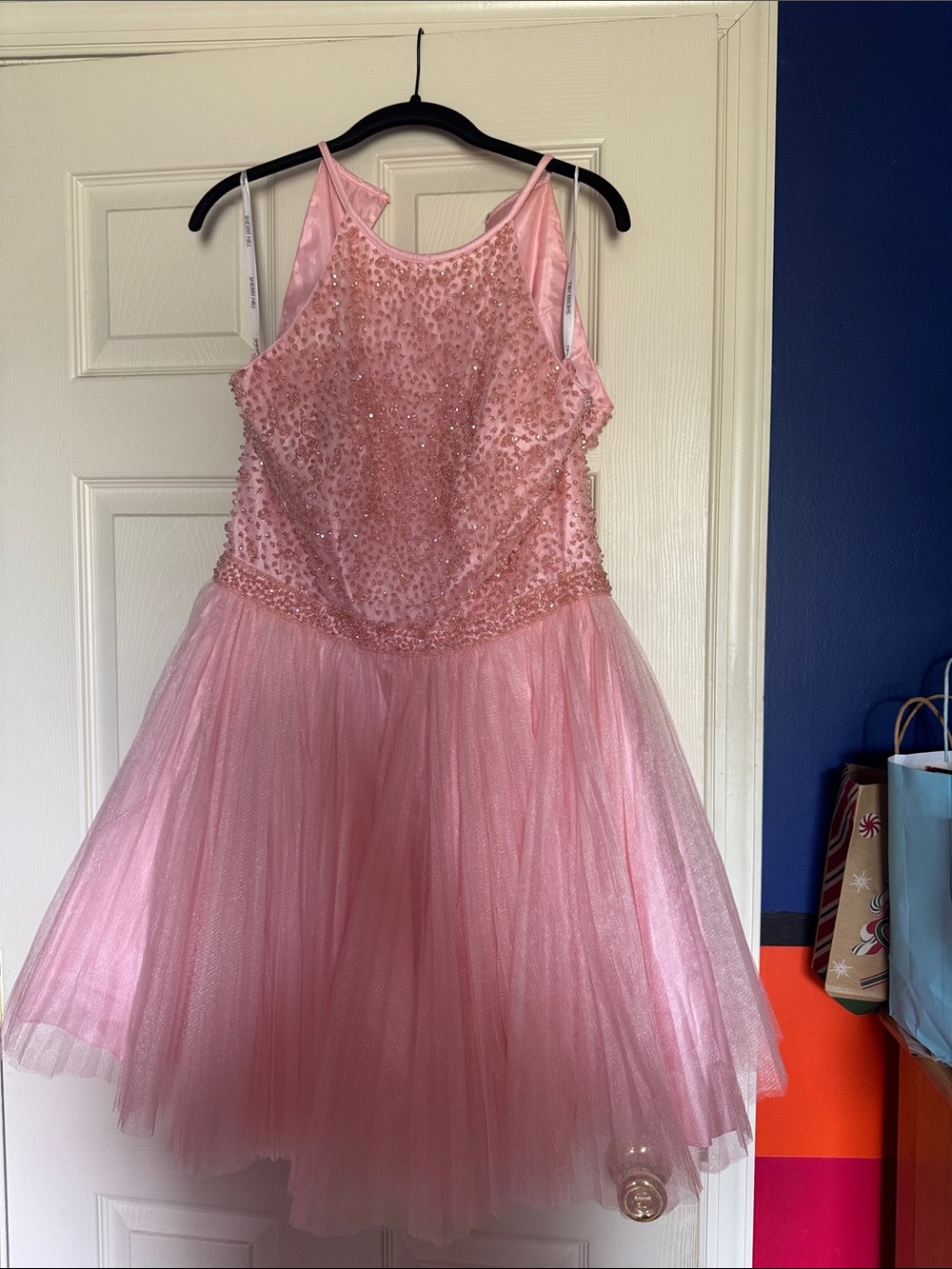 Sherri Hill Pink Beaded Tulle Homecoming Dress